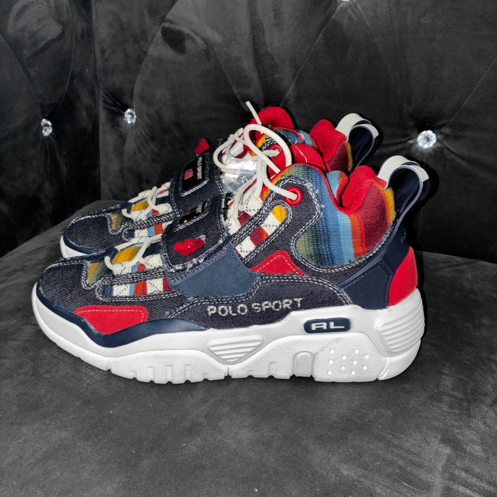 Polo‎ Sport Ralph Lauren PS100 Denim Southwestern Sneakers Mens 8 Womens 9.5 NIB